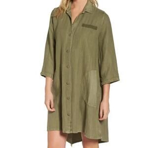 AG jeans heavyweight linen blend oversized shirt dress